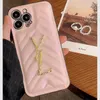 Luxury Designers Phonecase Gold Letter Y Phone Case For IPhone 14 Pro Max 14plus 11 12 13 Pro Max Cases unisex Leather cellPhone Cover pink