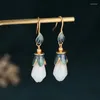 Boucles d'oreilles romantiques orchidée douce longue pendante pour femmes et filles, tendance de luxe, pendentif féerique, accessoires bijoux en émail, 2023