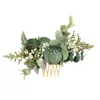 Décorations de Noël à la main Greenery Eucalyptus Peigne à cheveux de mariée Mariage Boho Headpiece Romantique Fleur séchée pour demoiselles d'honneur 231123