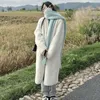 スカーフ1pcソフト冬のカシミアスカーフソリッドカラー温かい長いタッセルモヘア厚い女性の女の子のためのラップショール