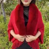 Шарфы, осенне-зимняя накидка, шаль, широкий меховой воротник, теплый вязаный кардиган Cheongsam с кисточками, пальто, женское