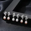 Vintage Pearl Dangle Earrings S925 Silver Micro Set Zircon Leaf High end Earrings European Fashion Women Drop Earrings Wedding Party Jewelry Valentine's Day Gift SPC