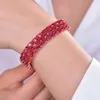 Hand Tennis Chain Crystal Double Rows Rhinestone Shape Charm Bracelet Women