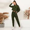 Calças femininas de duas peças Casual Tracksuit Mulheres 2 Conjunto Feminino Moletom Com Capuz e Sportwear Terno Imprimir Roupas Senhoras Estrelas Manga Longa Tops