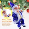 Julleksakstillbehör Santa Claus Doll Climbing Ladder med Music Christmas Tree Toy Easy Assemble Hanging Santa Claus Ornaments Dekorationer för barn 231124