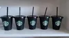 Русалка Богиня Starbucks 24 унции/710 мл Пластиковые кружки Стакан Многоразовые прозрачные питьевые соломенные чашки с плоским дном в форме столба