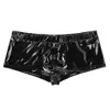 Sexy Lingerie Panties Men PVC Bright Short Shorts Sexy Underwear com buracos