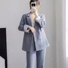 Kvinnors träningsdräkter dubbelbröstade löst blazer Två stycken Set Women 2023 Spring Autumn Korean Fashion Ol Suit Ankle-Length Pants