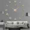 Horloges murales Offre spéciale 3d grand miroir acrylique horloge murale bricolage montre à Quartz nature morte horloges moderne décoration de la maison salon autocollants 231123