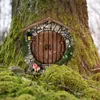 Neue Miniatur-Fee-Gnome-Türfiguren, Elfenhaus, Holz, Feengarten, Fenstertür, Kunst, Baumskulptur, Statuen, Ornament, Außendekoration