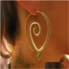 Hoop & Huggie Bohemian Vintage Hoop Earrings Spiral Circles Earring For Women Fashion Jewelry Drop Delivery Jewelry Earrings Dhipr