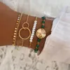 Bohemiska pärlarmband uppsättningar för kvinnor ihåliga geometri justerbar tofs kedja armband kvinnliga modesmycken gåvor