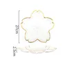 Plates Creative Gold Stroke Glass Sakura Plate Japanese Modern Fruit Salad Bowl Living Room Decoration Afternoon Dessert