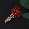 Brooches Luxury Exquisite Romantic Red Rose Brooch For Women High Quality Prom Dating Valentine's Day Gift Accessories