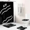 Klasik Perde Su Geçirmez ve Küfe Koşullu 3D Dijital Baskı Polyester Duş Perdesi Kayma Olmayan Tuvalet Üç Parçalı Set