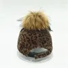 Bola bonés adulto casual leopardo impressão boné de beisebol mulheres homens esportes chapéu com pele real pompom chapéus gorros