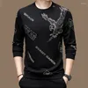 Mannen T-shirts Lente Herfst Mannelijke Kleding Trend Gedrukt Ronde Hals Tops 2023 Modieuze Lange Mouw Hoge Kwaliteit Luxe t-shirt