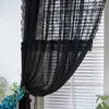 Curtain Black Ruffled Lace Sheer Curtains For Kitchen Farmhouse Wedding Party Ceremony Background Rustical Jacquard Floral Window Drapes