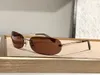 타원형 랩 선글라스 골드 브라운 렌즈 여성 남성 패션 선글라스 UV400 안경 상자