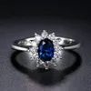 Klusterringar zhouyang prinsessan Kate Blue Gem skapade blå kristall silver färg bröllop finger kristall ring varumärke smycken för kvinnor zyr076 230424