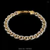 Link Bracelets Men's Jewelry High Quality Gold Color Two Tones Curb Cuban Chains Bangles &Bracelets Men