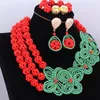 Collier boucles d'oreilles ensemble Dudo magasin bijoux africains mariage nigérian perles boules et fleurs 3 couches bijoux mariée femmes 2023