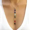 Charm Bracelets 7 Chakra Gem Stone Beads Pendant Necklace Women Yoga Healing Balancing Maxi Choker Bracelet Bijoux Femme Jewelry Set 230424