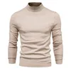 Herrtröjor män topp hösten vinter tröja crewneck långärmad solid färg smal inuti pullover hem mode företag stickad skjorta