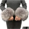 Fingerless Gloves Women Faux Fur Cuffs Wristband Winter Warmer Arm Wrist Raccoon Sleeve Fluffy Oversleeve Drop Delivery Fashion Acce Dhdi8