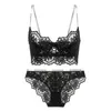 Soutien-gorge Ensembles Sexy Dentelle Ultra Mince Soutien-Gorge avec Pierres Lettres Imprimé Bretelles Bandage et Slips Ensemble Sous-Vêtements Femmes Lingerie Française 231124