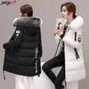 Mulheres para baixo parkas inverno branco gola de pele do falso com capuz jaqueta longa 2023 mulheres casual acolchoado parka engrossar casaco quente coreano algodão sobretudos 231123