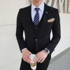Мужские костюмы (костюм-жилет и брюки) Британский джентльменский деловой костюм для профессионалов Однобортный тонкий костюм Банкетный костюм-тройка Су