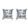 Studörhängen D Color Square 925 Sterling Silver Earring 0.6CT 1CT 2CT Moissanite For Women Wedding Engagement Smycken