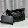 24C Bolso de hombro para mujer de moda 45c 22 Bolsa de basura Cuero Diamante Cuadros Oro Plata Hardware Hebilla de metal Bolso de lujo Matelasse Cadena Bolso cruzado Bolsas de compras