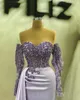 2023 avril Aso Ebi Lilac Sirène de bal de bal Crystals Crystals en dentelle Satin Soirée formelle Fête Deuxième réception Robes de fiançailles d'anniversaire robe robe de soirée zj622