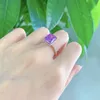 Wedding Rings OEVAS 100% 925 Sterling Silver 8*10mm Purple High Carbon Diamond Radiant Cut Rings For Women Sparkling Wedding Fine Jewelry Gift 231124