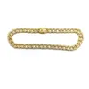 Collier pour hommes chaîne Cuban Link Chaînes Gold Out Out Bijoux 13 mm Full Diamond Round Cubain Chain Hip Hop Métal Collier Bracelet Gol