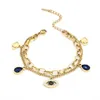 Luxury Evil Eye Charm Bracelet Double Layered Female Friendship Stainless Steel Jewelry for Women