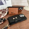 För iPhone 15 Pro Cases Card Holders Crossbody Phone Case Designer iPhone Case Apple 14 Pro Max 13 Pro 12 15 Plus Case Luxury Handbag Mobile Cover Scarf Chain Lanyard