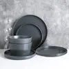 플레이트 Celina Stoare Collection Round Dinterware Set 8 Black Matte 용 24 피스 서비스
