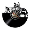 Franse Bulldog Vinyl Record Wandklok Modern Design Animal Pet Shop Decor Puppy Relogio De Parede Lover Gift 210913198C