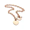 Newest design Chunky O T chains Heart charms pendants Necklace Titanium Steel excellent quality collar237D