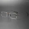Solglasögon ramar toppkvalitetsdesigner handgjorda rimlösa titanglasögon män kvinnor lyxig vintage rektangel recept glasögon