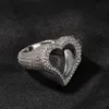 Iced Out Gold Ring Fashion Heart Stones Silver Mens Anneaux Hip Hop Bijoux Hip Hop