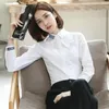 Women's Blouses Autumn Spring Solid Black White Blouse Long Sleeve Retro Embroidery Work Office Lady Professional Shirt Trend Top