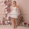 Wedding Dress ADLN Detachable Short Mini A-line Tulle Fairy Bride Robe De Mariee Custom Made Backless Lace Reception Gown