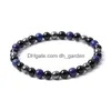 Bracelet 6mm Bracelet en pierre naturelle Oeil de tigre Triple protection Hématite et couples noirs Bracelets Drop Livraison Bijoux Brac Dhgarden Dh1Vp