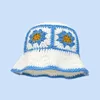 Cappelli a tesa larga Secchio 2023 Autunno Crochet Cappello coreano fatto a mano da donna Tessitura lavorata a maglia Y2k Moda Fiori Berretti invernali Tappo bacino 231123