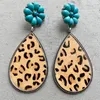 Dangle Earrings Leopard Cow Pattern Genuine Leather For Women Turquoise Pumpkin Flower Teardrop Earring Jewelry Accessoriess Girl Gift