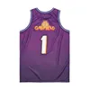 Баскетбол PHX кино Джерси 1 Garfield 2004 Retro College for Sport Fans Pure Cotton Black White Purple Team Отставление дышащая винтажная рубашка Hiphop Man